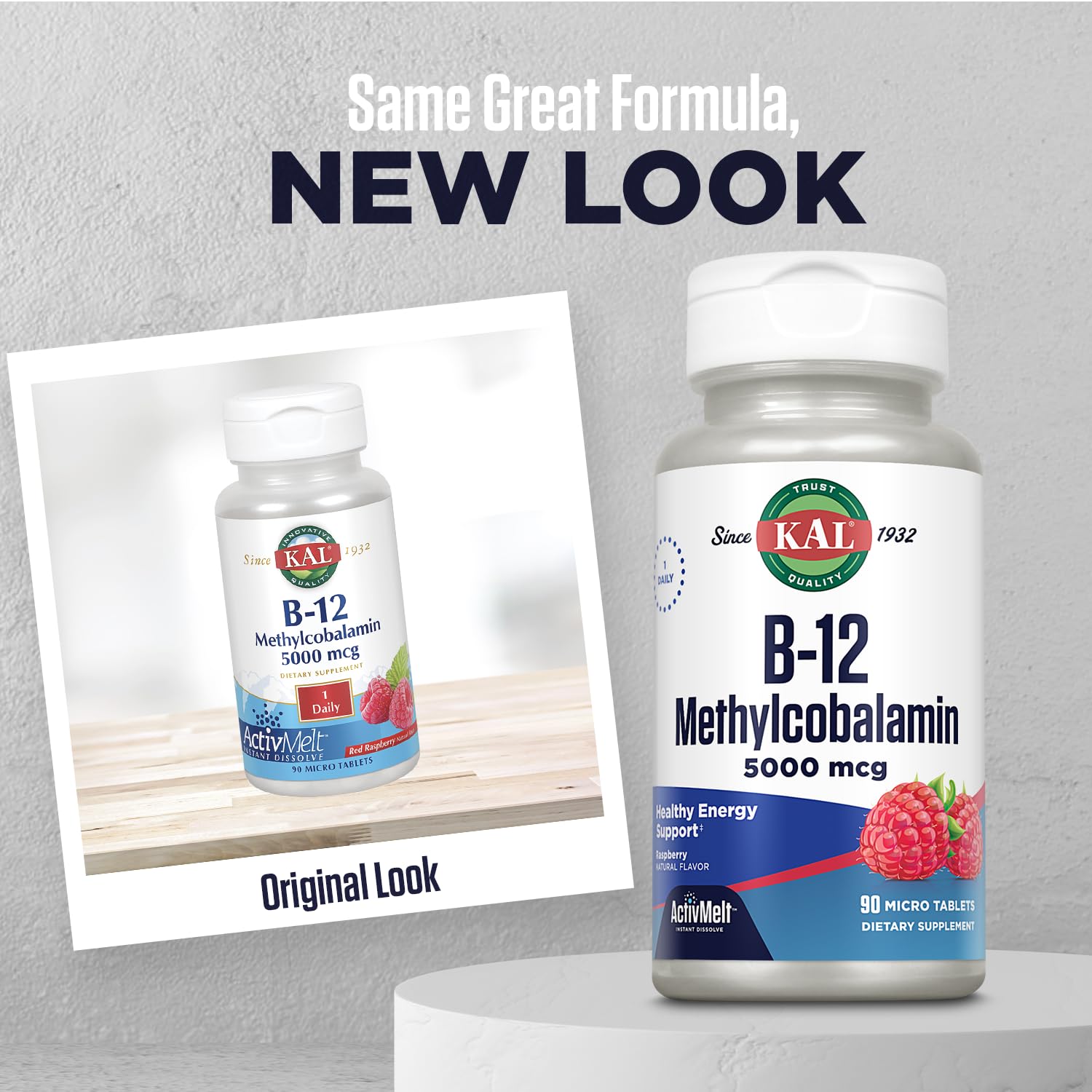 KAL Vitamin B12 ActivMelt fast-dissolve tablet in hand for easy daily energy