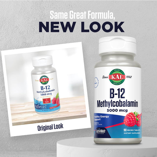 KAL Vitamin B12 ActivMelt fast-dissolve tablet in hand for easy daily energy