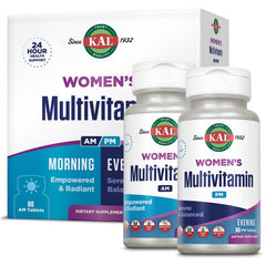 KAL Women's Multivitamin AM/PM bottle front view for daily energy support.