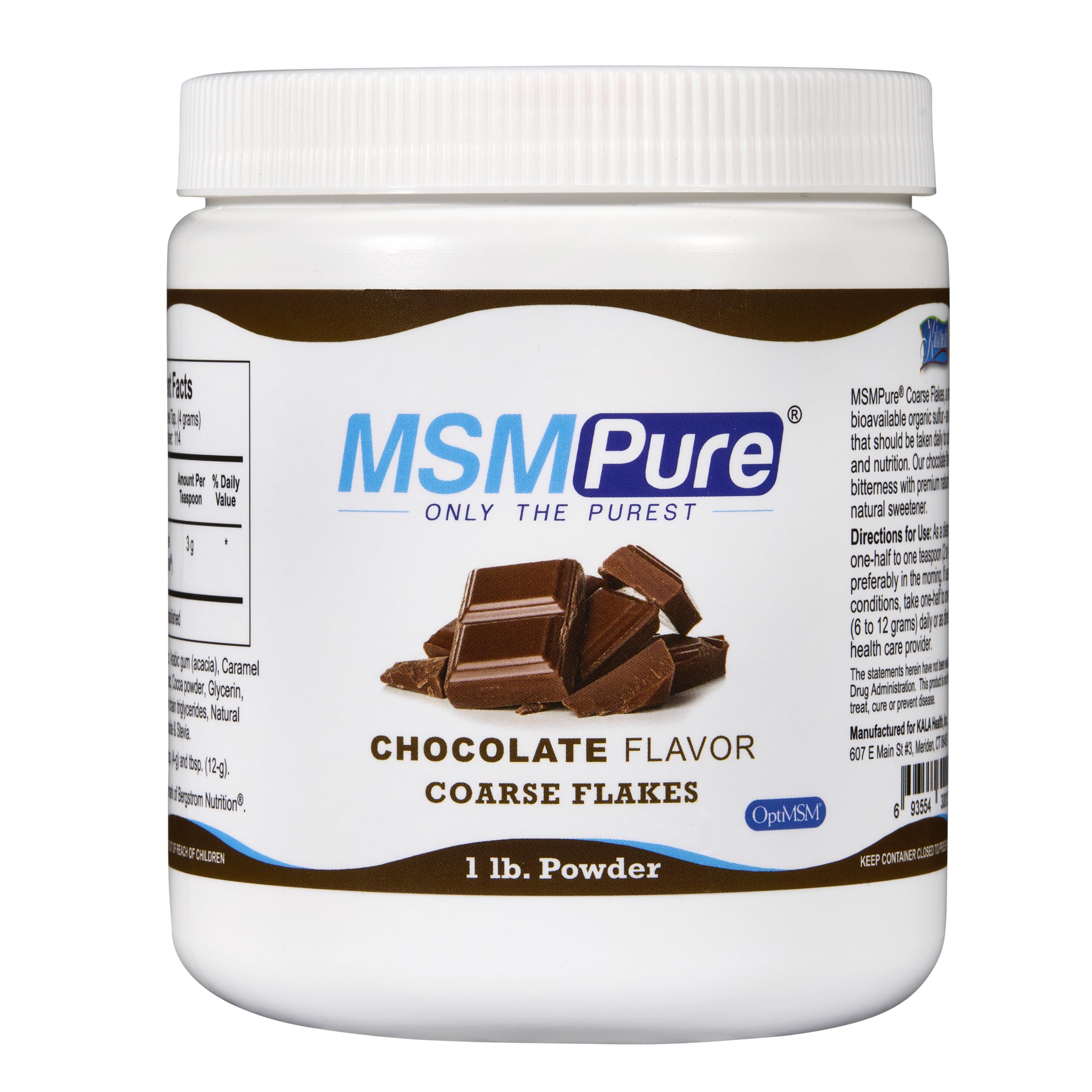KALA HEALTH MSMPure chocolate MSM powder flakes dissolving smoothly for daily joint support