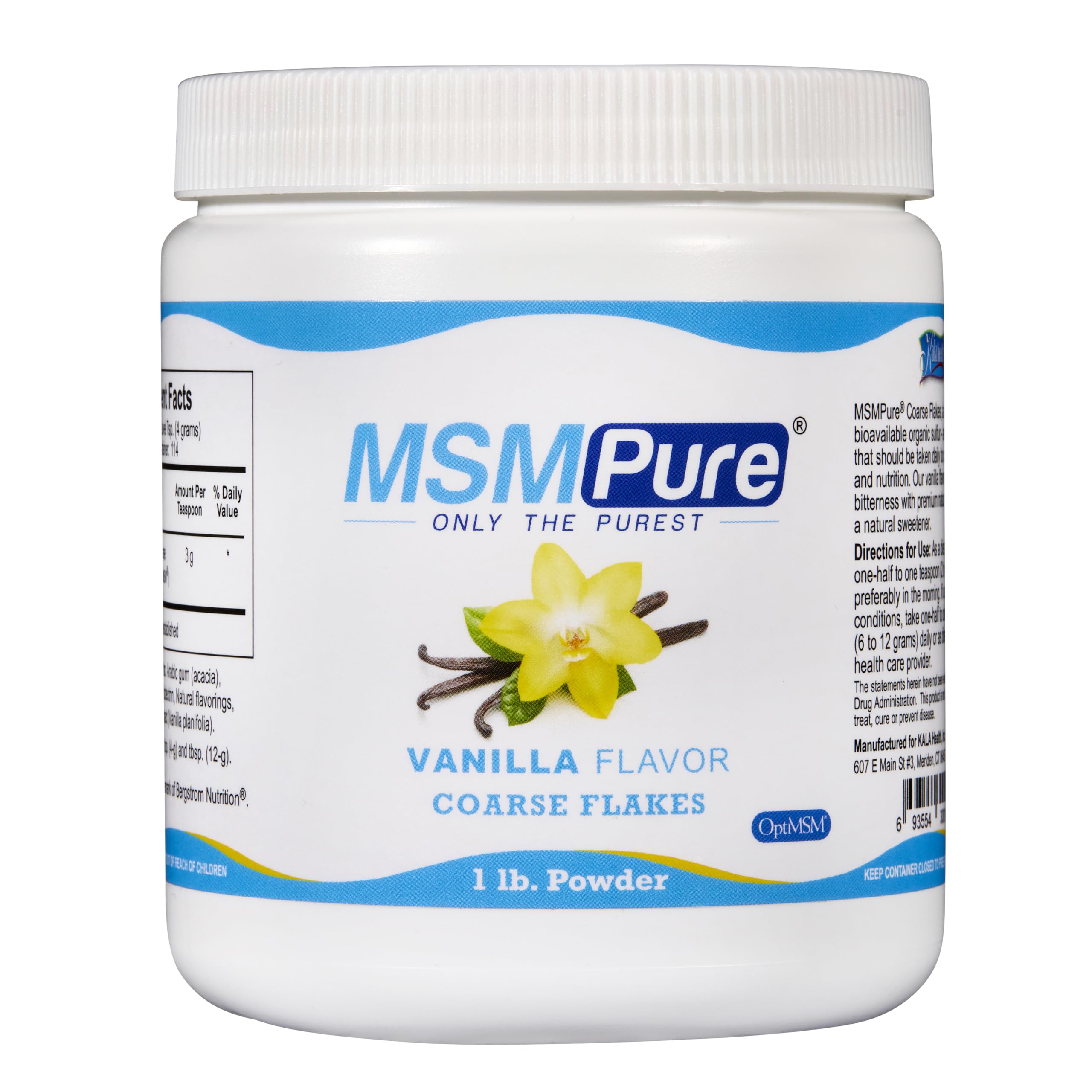 KALA HEALTH MSMPure vanilla coarse powder tub highlighting premium joint support potential