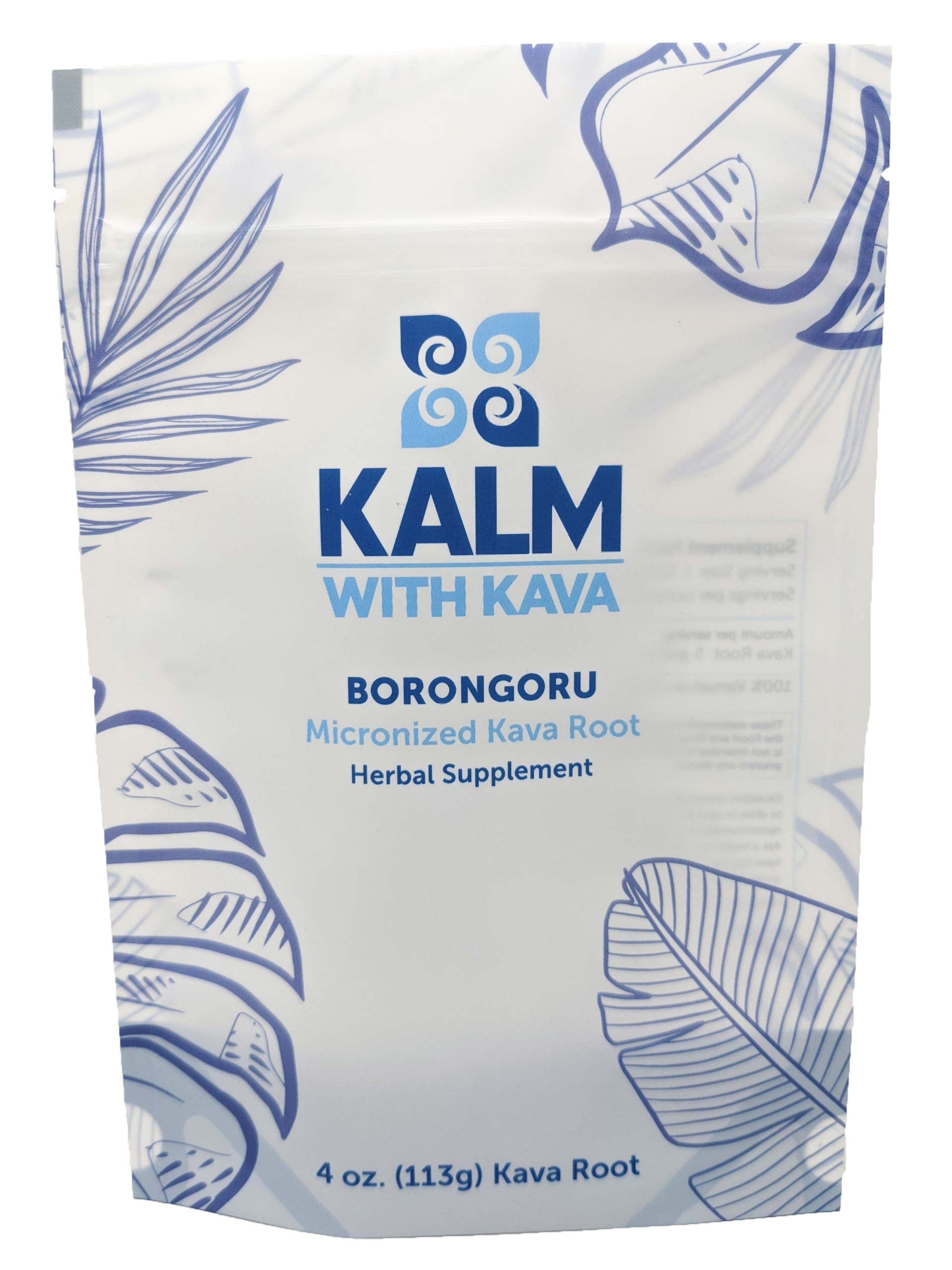 KALM Borongoru micronized kava powder in a jar for quick relaxation.