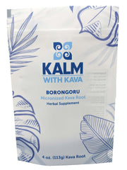 KALM Borongoru micronized kava powder in a jar for quick relaxation.