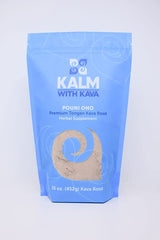 KALM Pouni Ono powder 16oz pack showcases premium Tonga kava for uplifting social moments