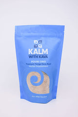 KALM Pouni Ono traditional grind 8 oz bottle shows smooth Tonga kava for uplifting mood.
