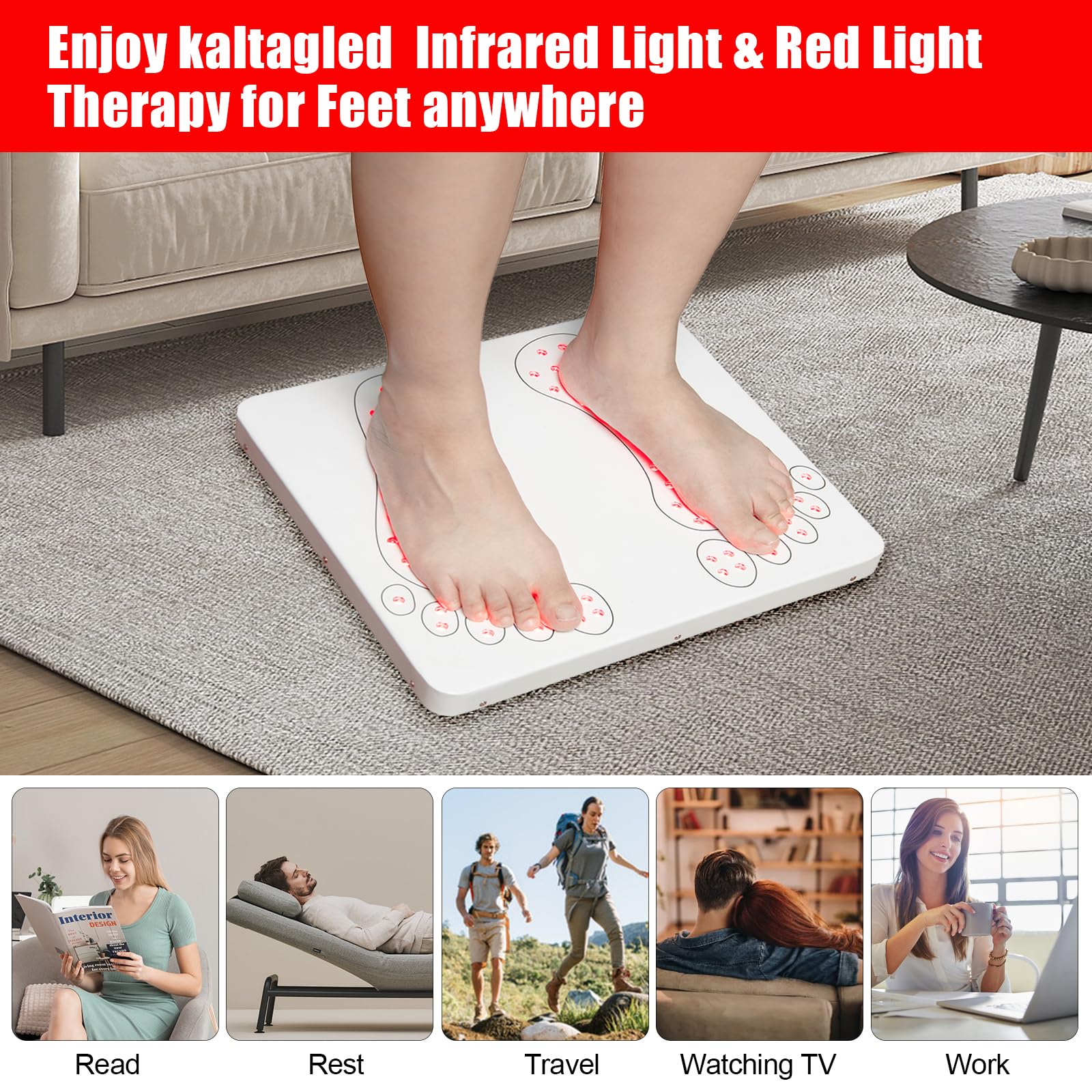 kaltagled feet-on-panel demonstrating hands-free operation and timer