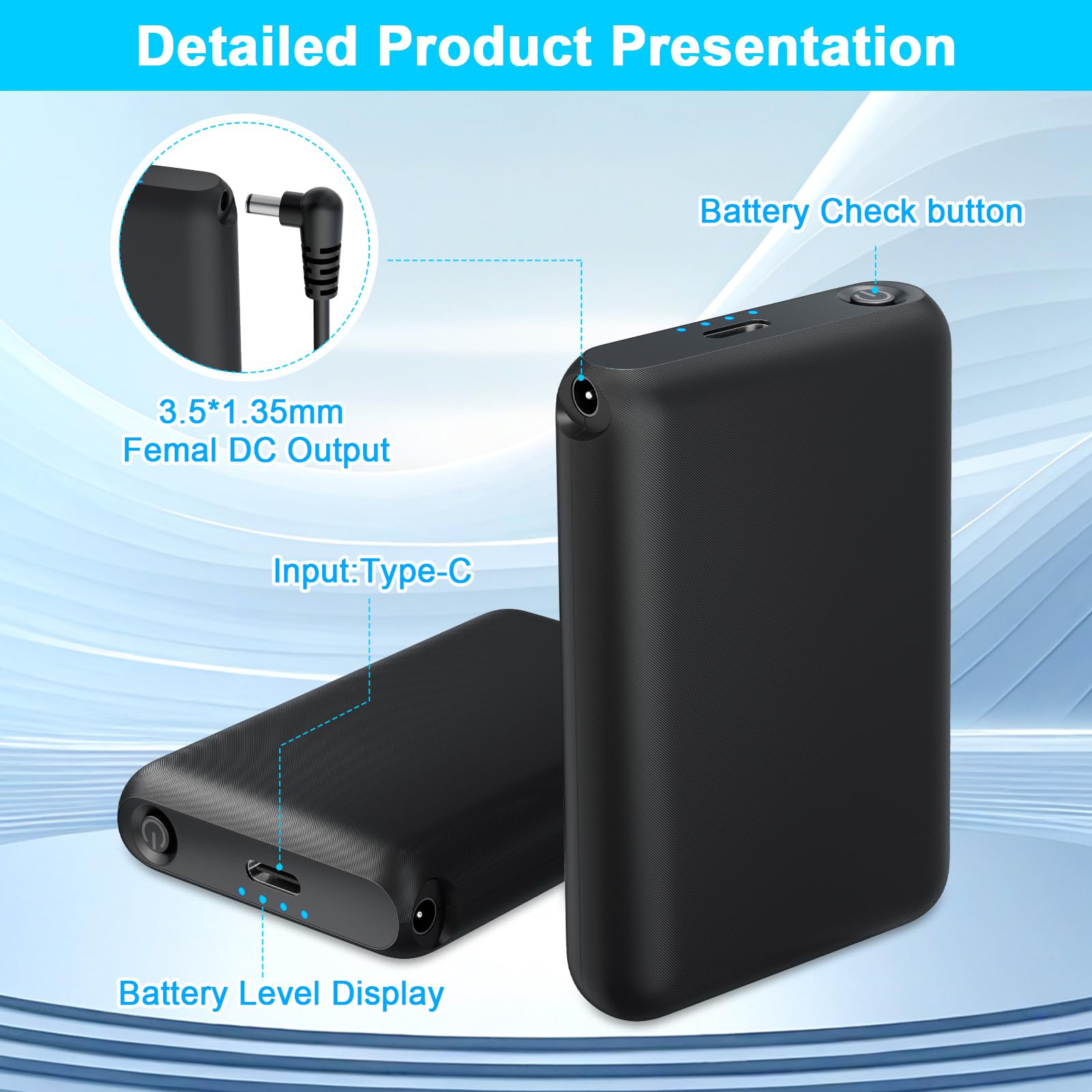 Kamlif battery pack back view compact shell and connectors