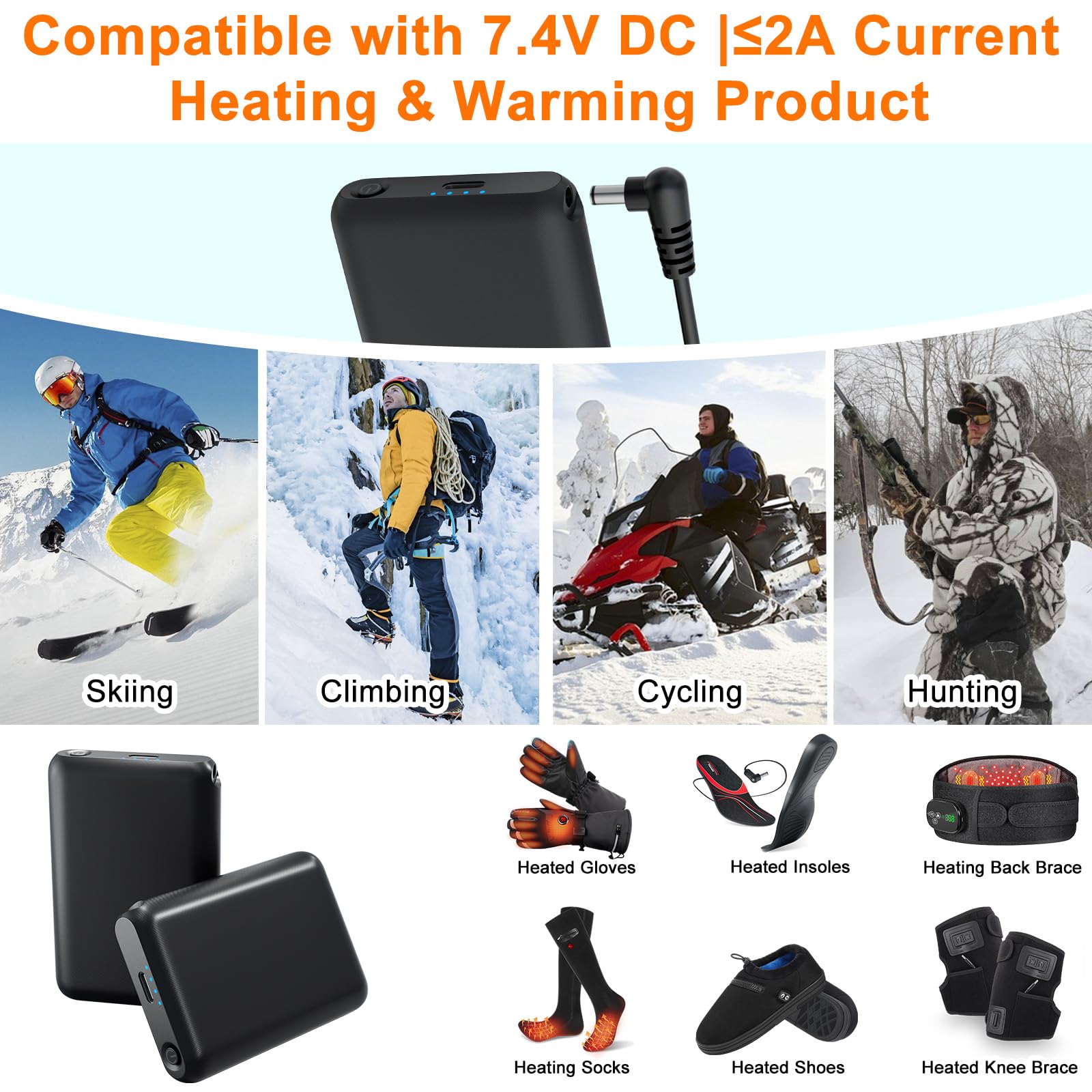 Kamlif battery pack side view compact design fits pockets for warmth