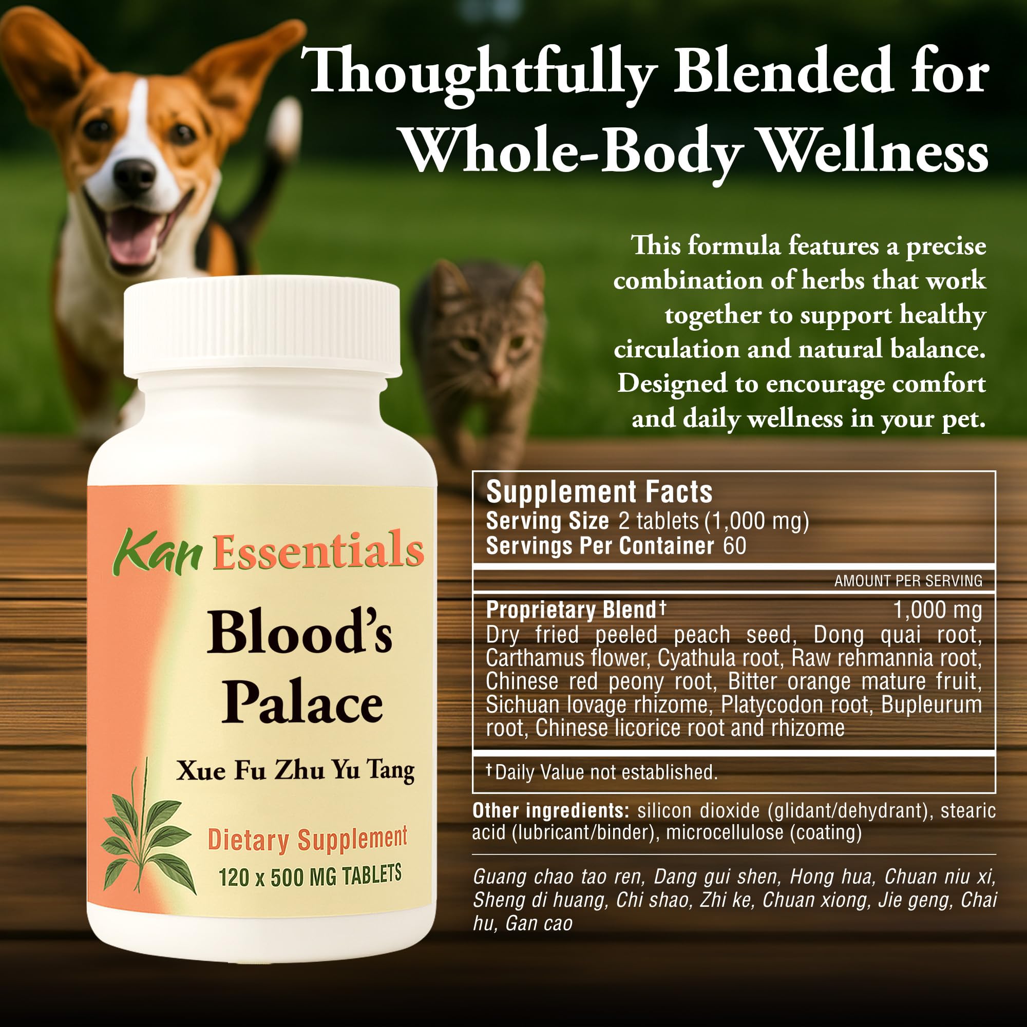 Bloods Palace tablets closeup showing an easy daily supplement for balance.