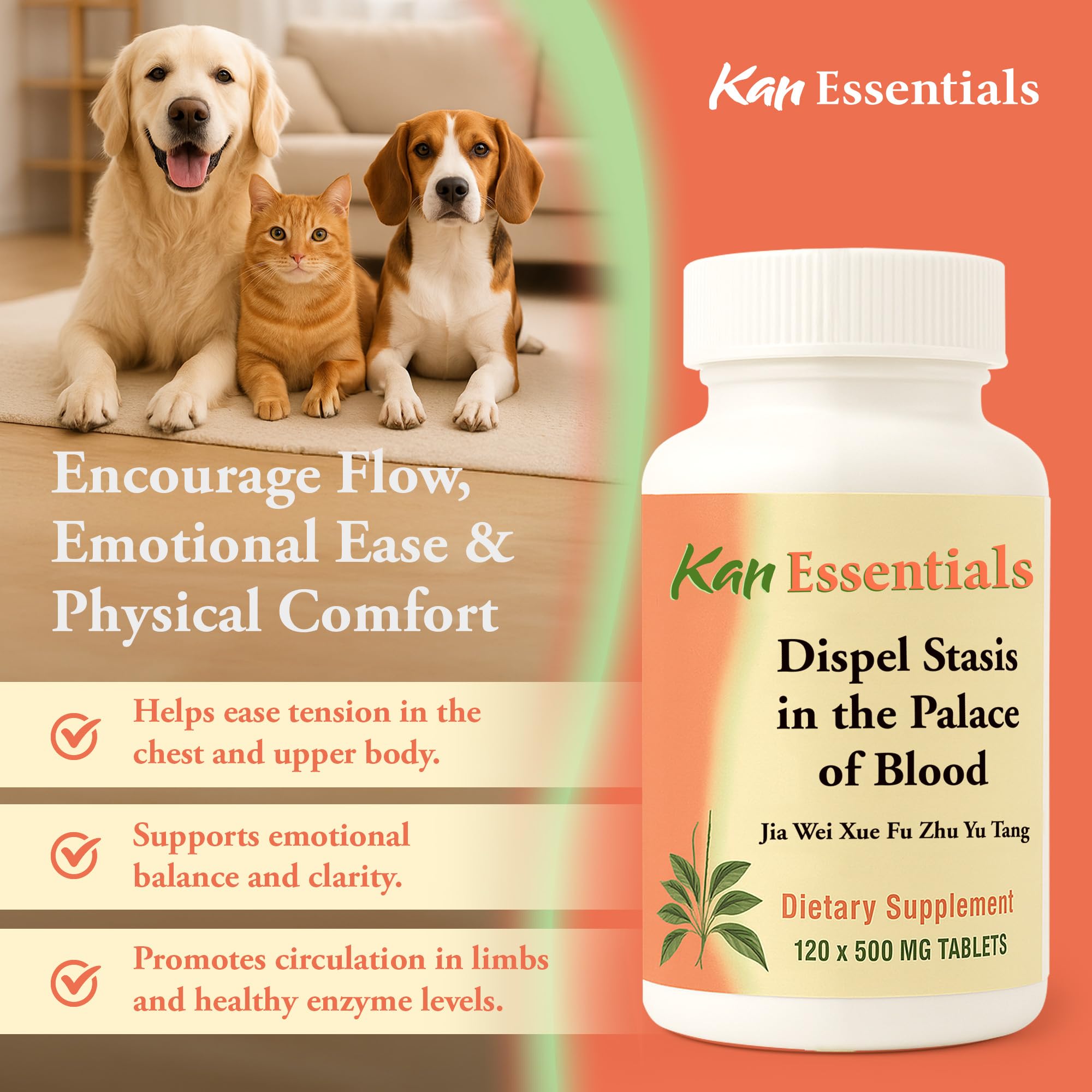 Kan Herb traditional Chinese blend supporting chest and limb channels for pets.