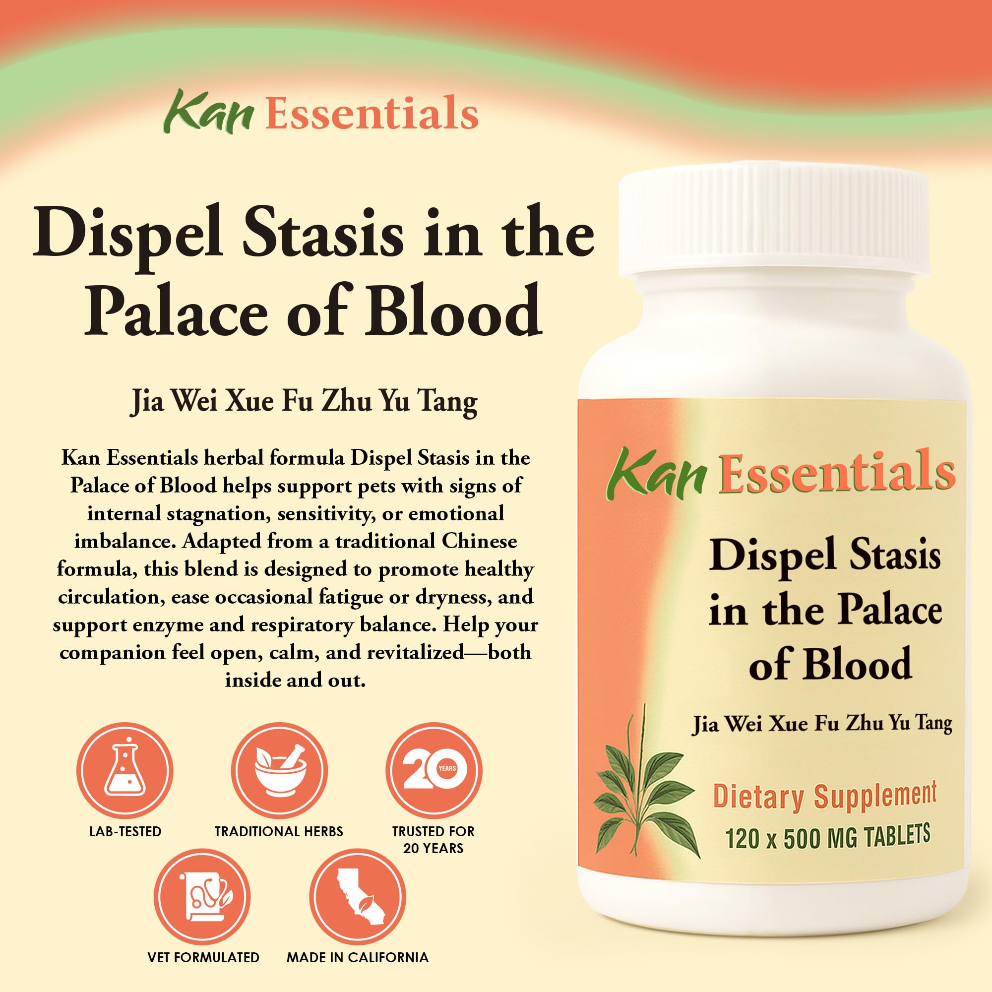 Kan Herb tablets for pets support healthy circulation and vitality.