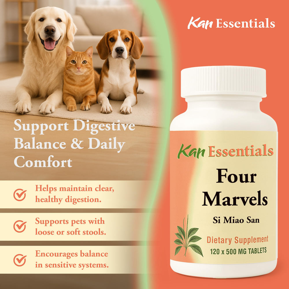 California-made Kan Herb Four Marvels bottle on kitchen countertop.