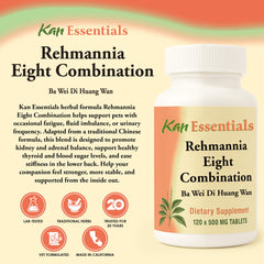 Kan Herb Rehmannia Eight tablets close-up for pet vitality support.