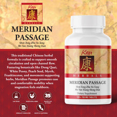 Meridian Passage tablets close-up highlighting compact supplement for mobility