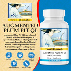 Kan Herbs Plum Pit Qi label closeup reflects traditional formula for harmony.