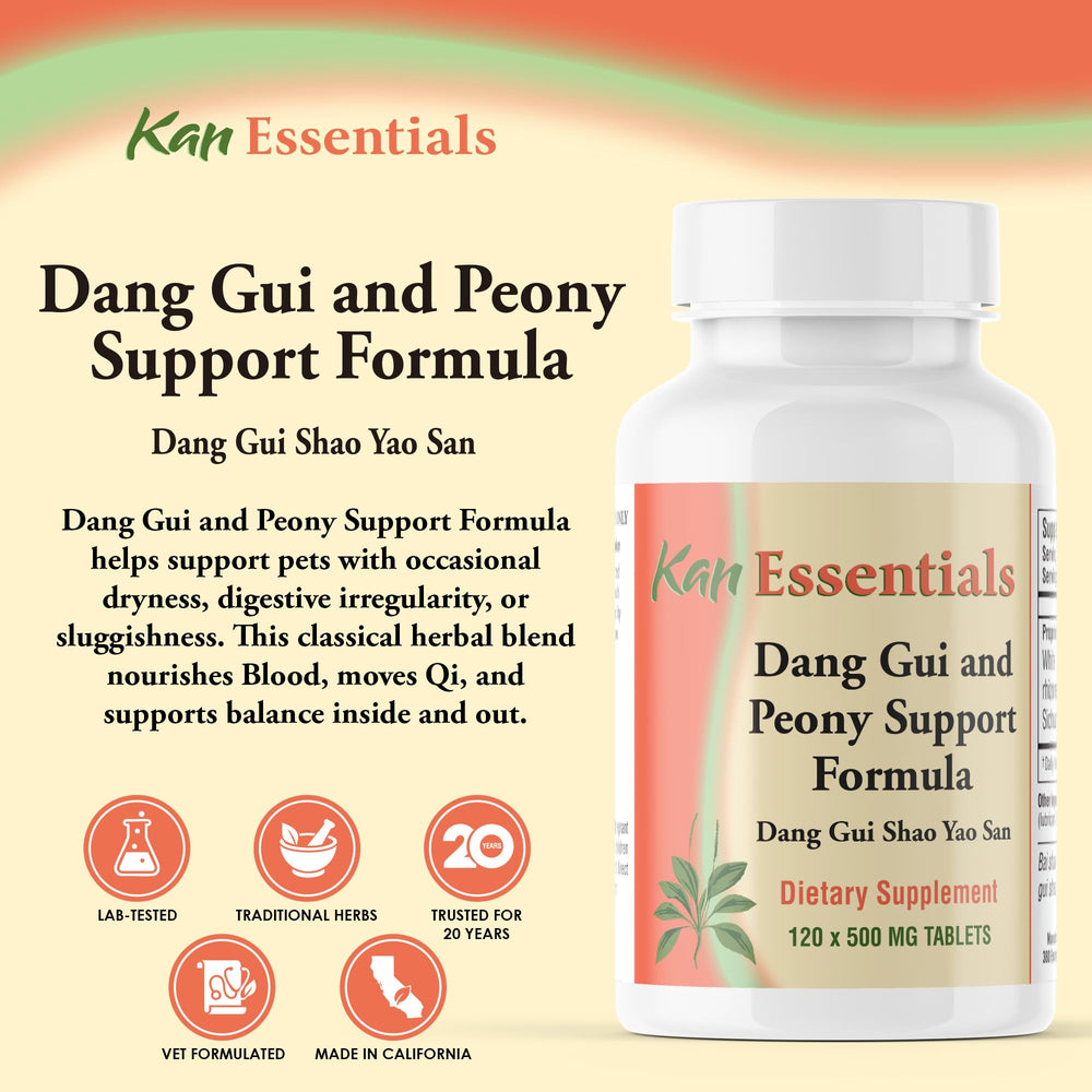 Kan Herbs Essentials bottle front label showcasing traditional herbal blend for pets