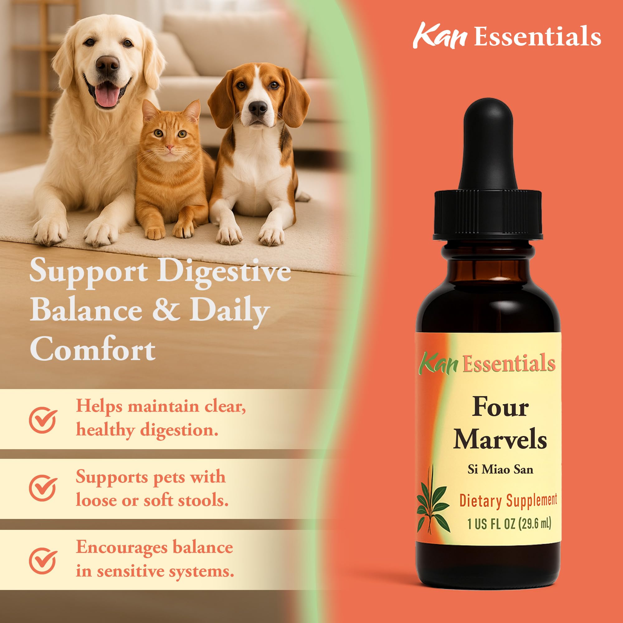 Kan Herbs Four Marvels bottle top view emphasizes California-made quality and safety.