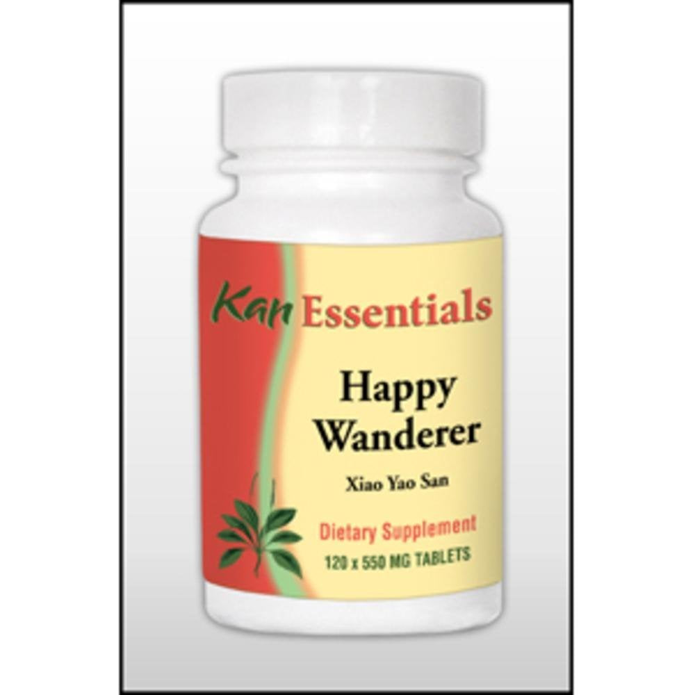 Kan Herbs Happy Wanderer bottle with 120 tabs for professional use.