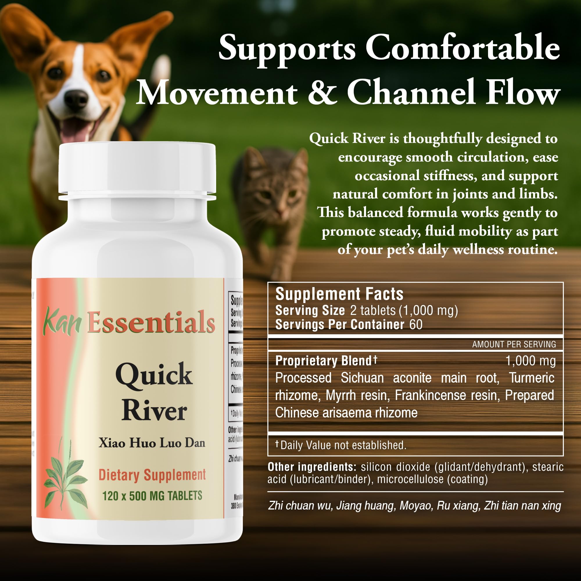 Kan Herbs Quick River tablets close-up for joint comfort support