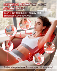 Kaoudt red light therapy mat back view showing wide area contact for targeted relief