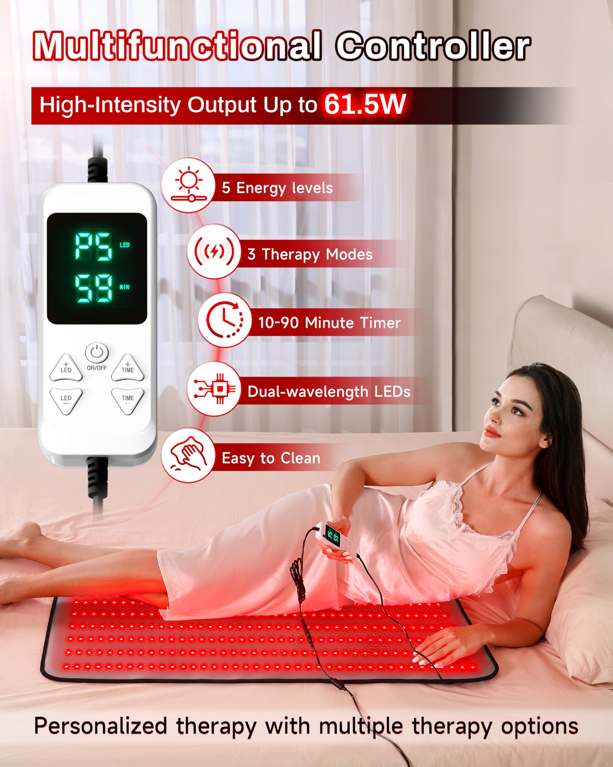 Kaoudt red light therapy mat for legs and hips to comfort joints.