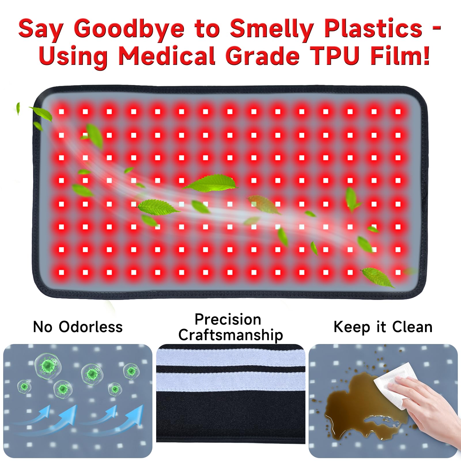 Kaoudt therapy mat offers three brightness levels for comfortable sessions.