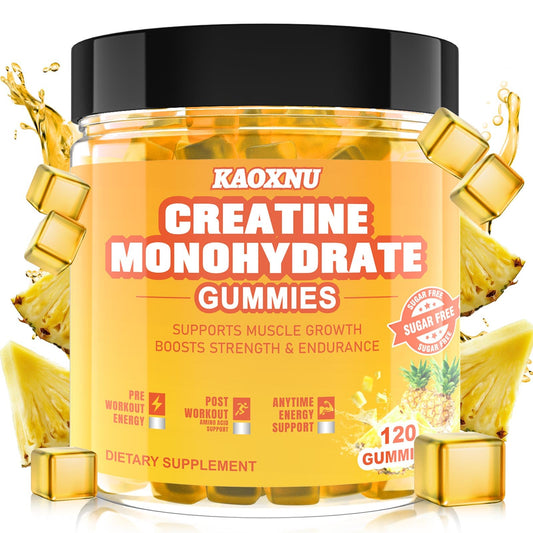 KAOXNU creatine gummies bottle supports muscle endurance and workout energy.