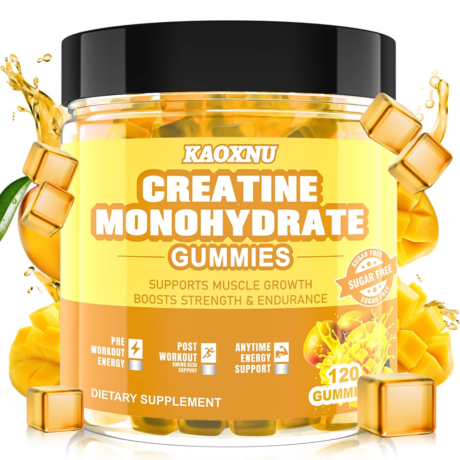 KAOXNU Creatine Monohydrate Gummies bottle for on-the-go energy and muscle support.