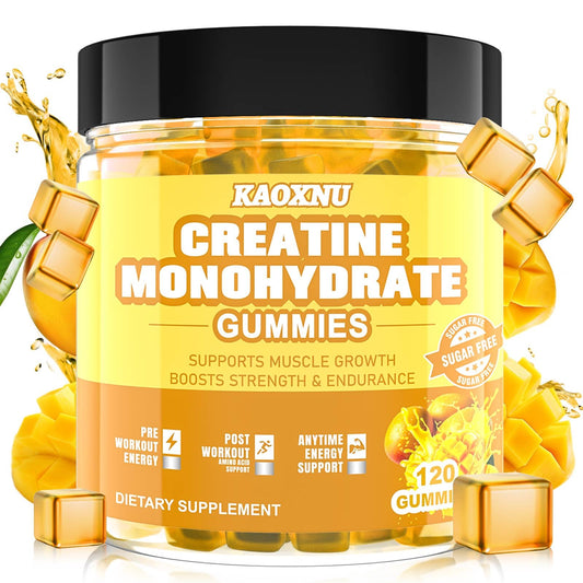 KAOXNU Creatine Monohydrate Gummies bottle for on-the-go energy and muscle support.