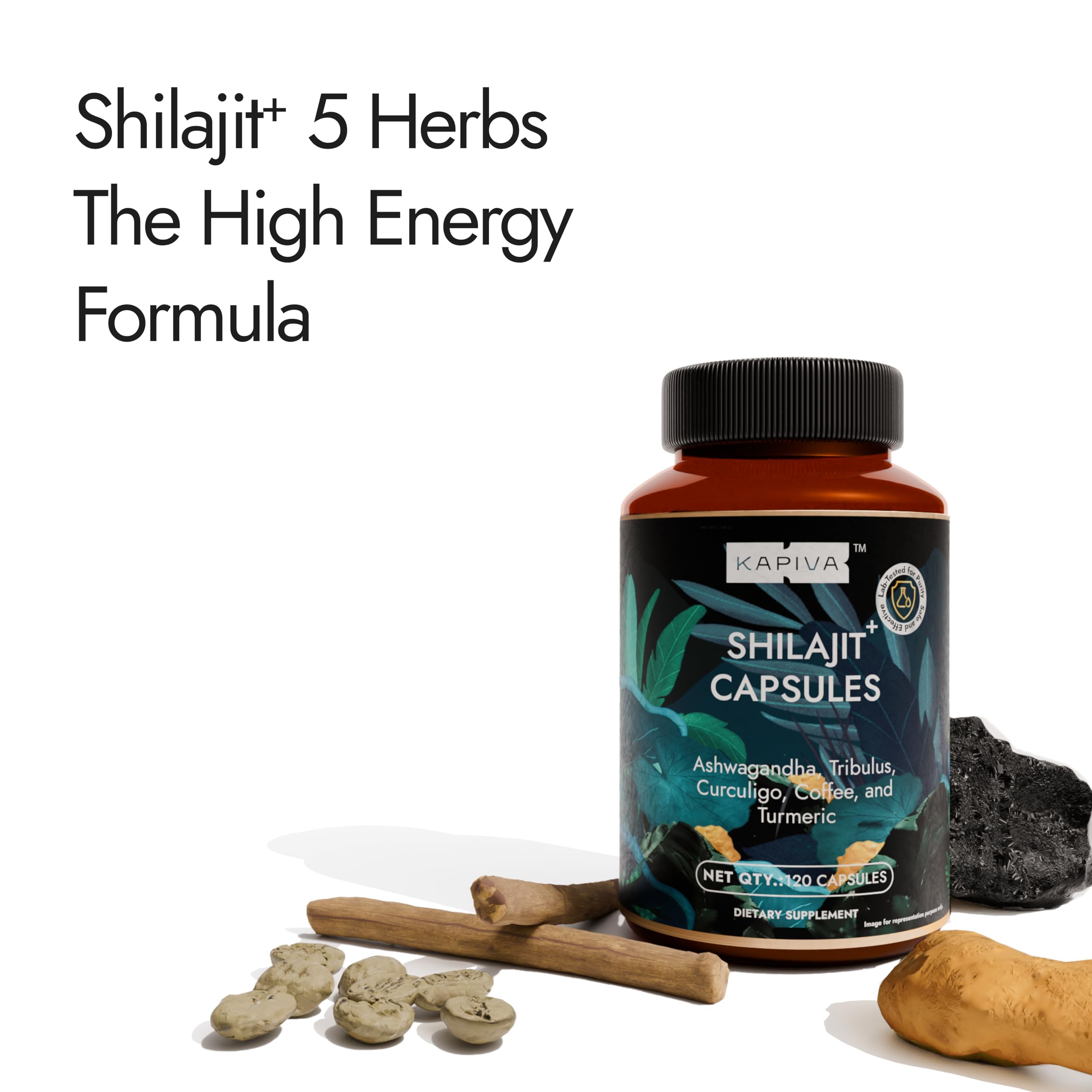 Kapiva Shilajit resin bottle with Ladakh origin imagery