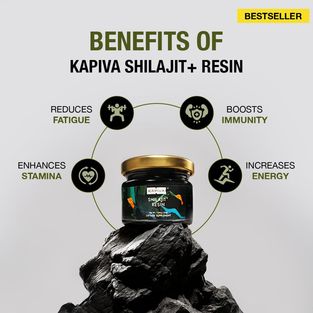 Dissolving Kapiva Shilajit Resin Plus in warm water for quick energy