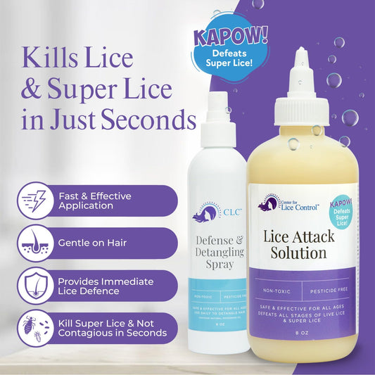 Kapow lice spray bottle for quick, targeted lice relief.