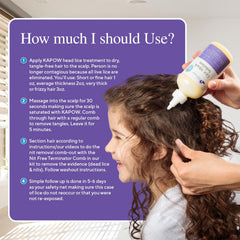 Kapow bottle with a pleasant scent feature for lice care