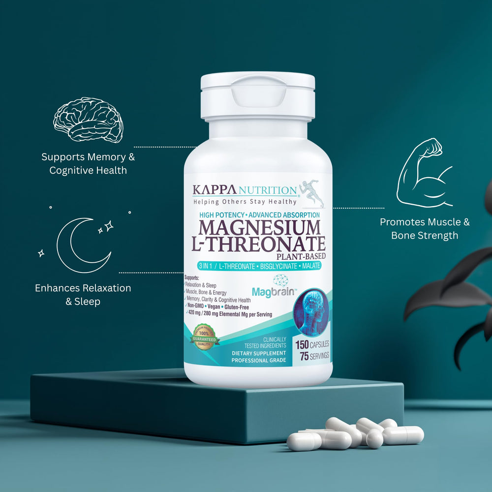 Kappa Nutrition MagBrain bottle beside notebook for focus during study