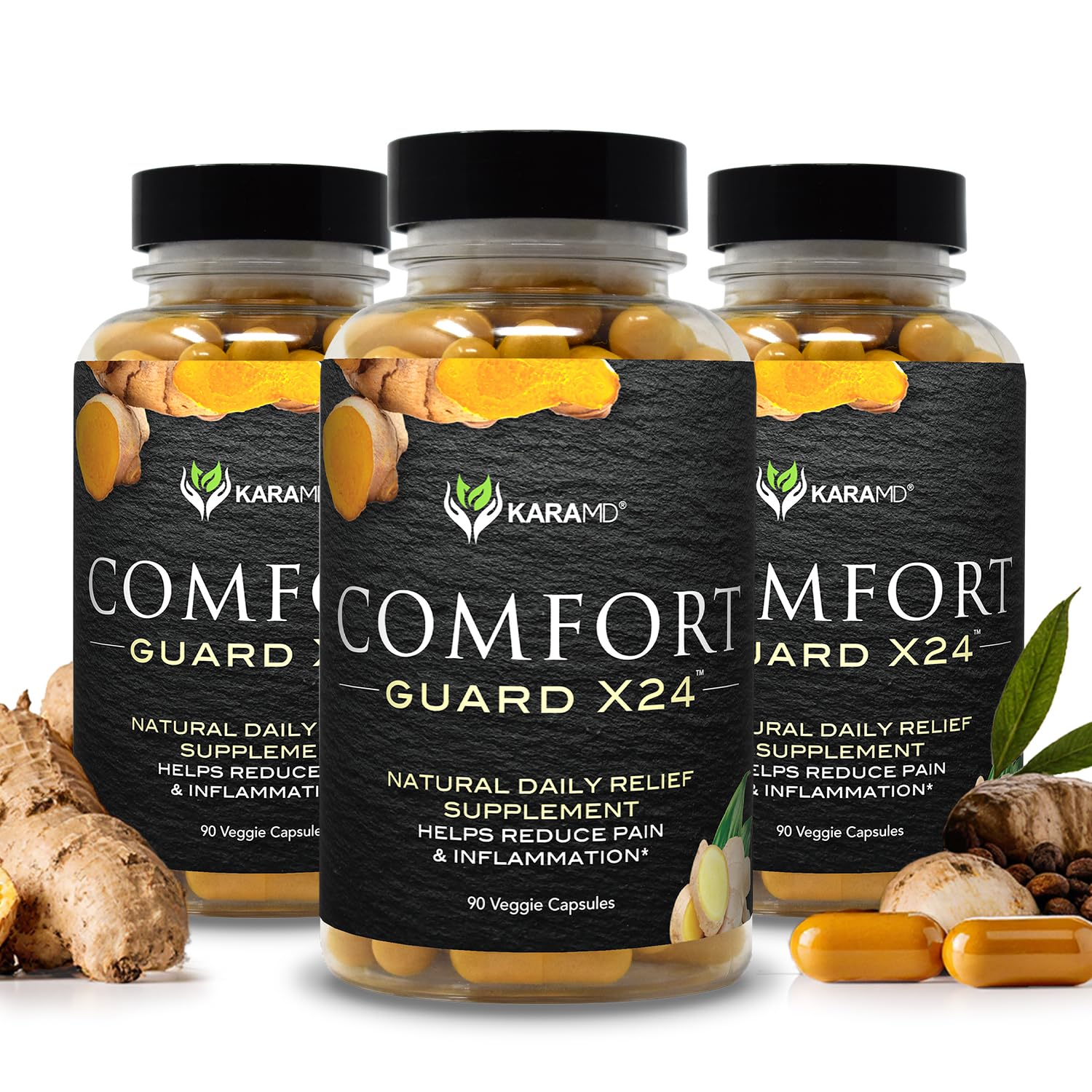 KaraMD Comfort Guard X24 bottle front view for everyday joint support.