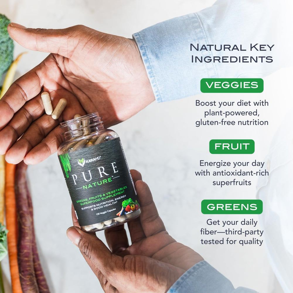 KaraMD Pure Nature ingredients close-up showcases antioxidants and dietary fiber.