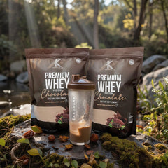 KARDAGAR Premium Whey Protein chocolate nutrition label showcases protein per serving