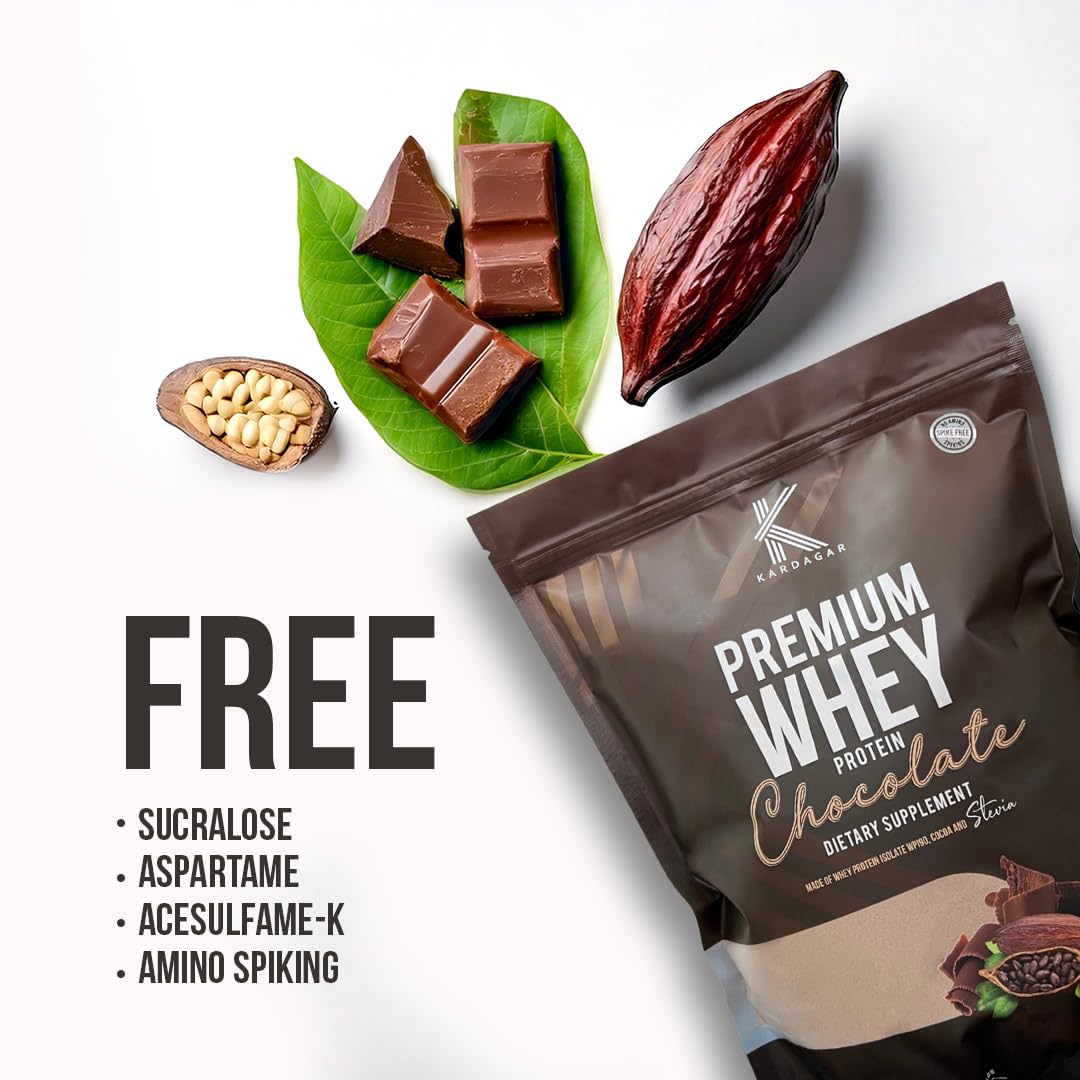 KARDAGAR Premium Whey Protein chocolate serving scoop highlights easy portioning