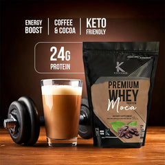 KARDAGAR Whey Protein Isolate Mocha powder close up highlighting clean ingredients