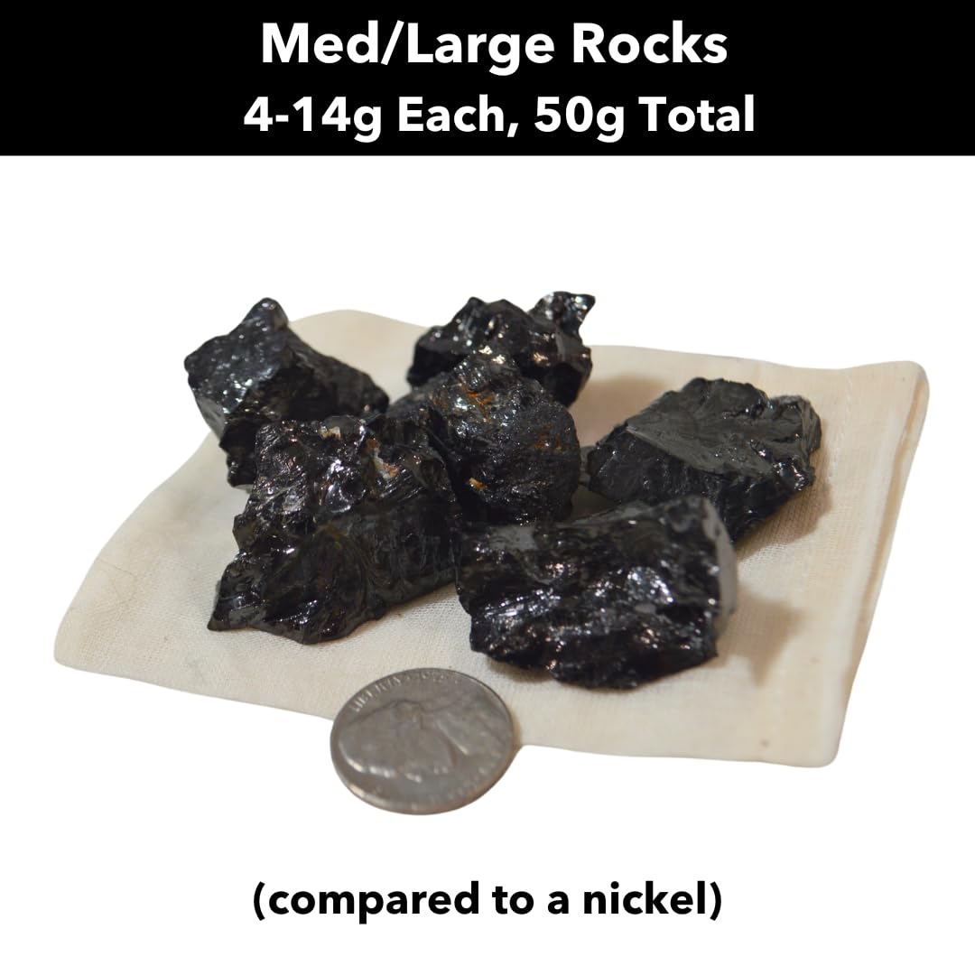 Karelia Creations Elite Noble Shungite Rocks for use with plants and soil as decorative accents.