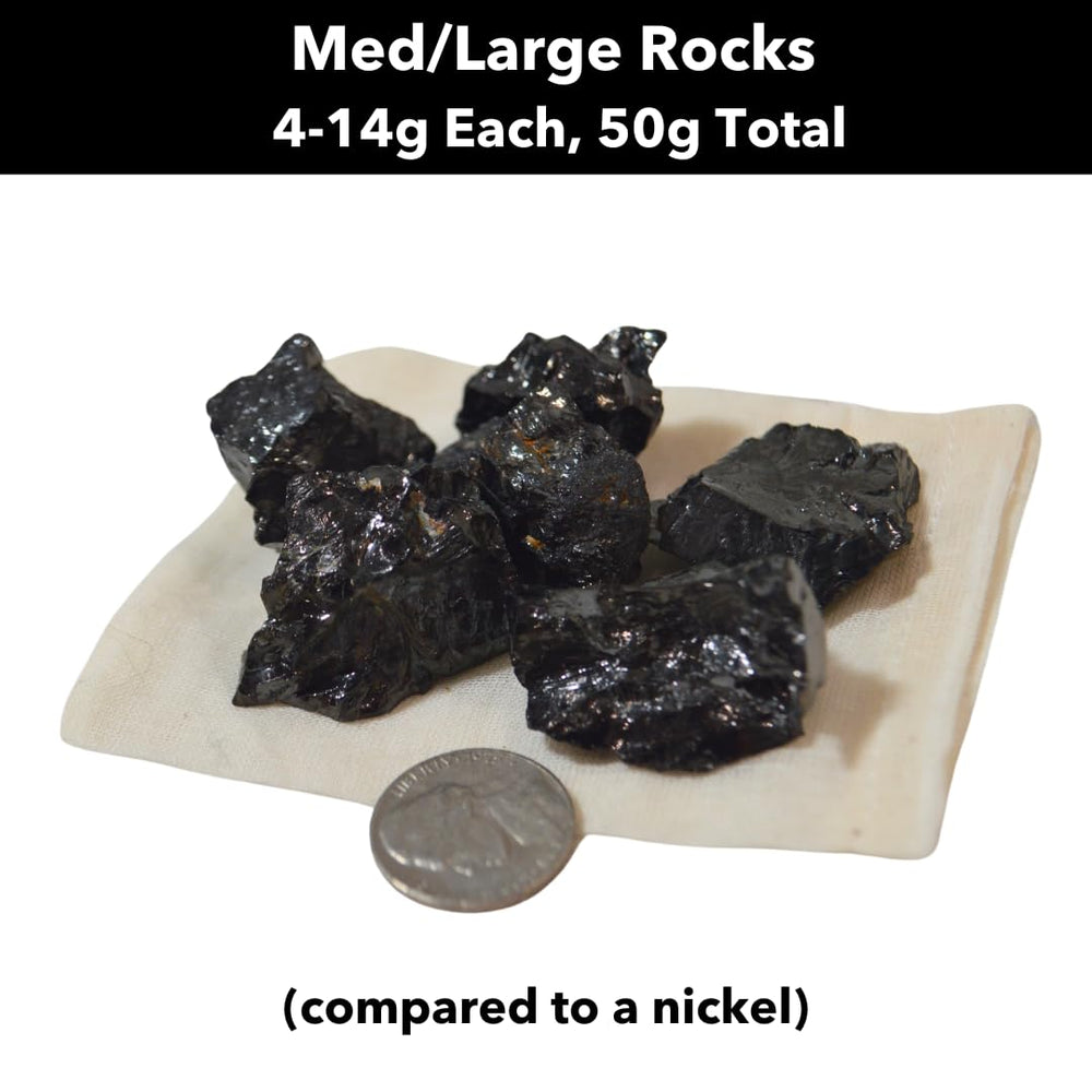 Karelia Creations Elite Noble Shungite Rocks for use with plants and soil as decorative accents.