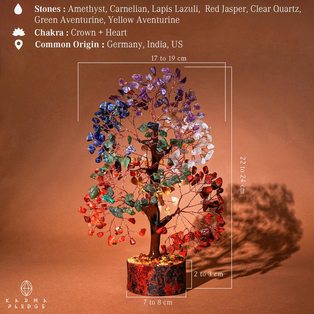 KARMAPLEDGE copper-wire crystal tree detail aids focus during meditation.
