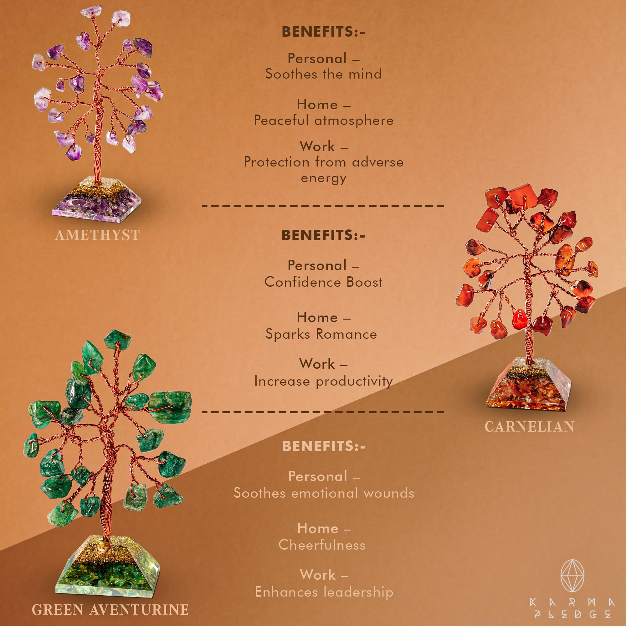 KARMAPLEDGE crystal beads on pyramid base for mindful rituals and renewal