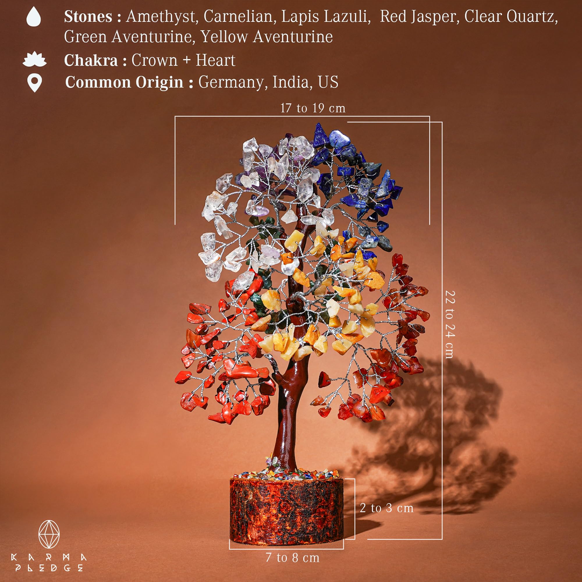 KARMAPLEDGE crystal tree branches copper wire detail enhances decor and focus