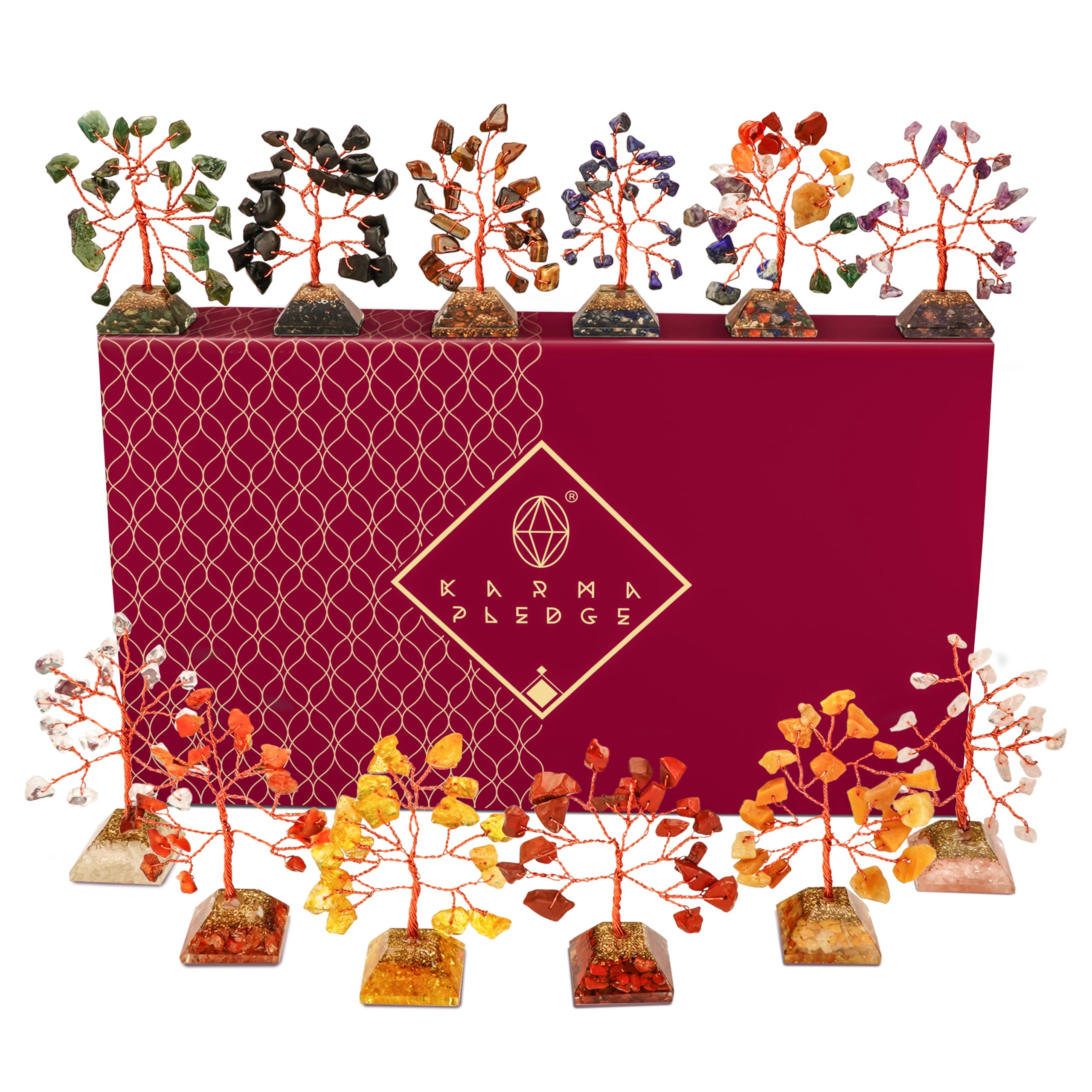 KARMAPLEDGE crystal tree of life on pyramid base enhances elegant home decor and positive energy