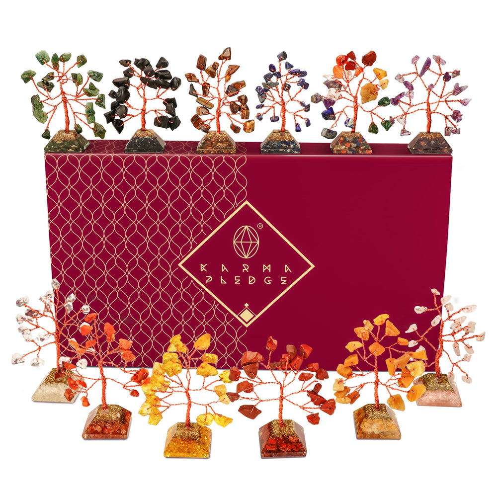 KARMAPLEDGE crystal tree of life on pyramid base enhances elegant home decor and positive energy