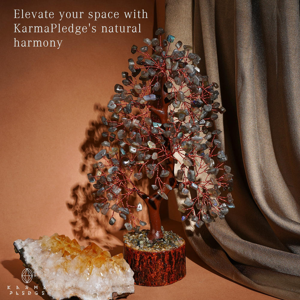 KARMAPLEDGE Labradorite desk decor adds a focal point to your workspace.
