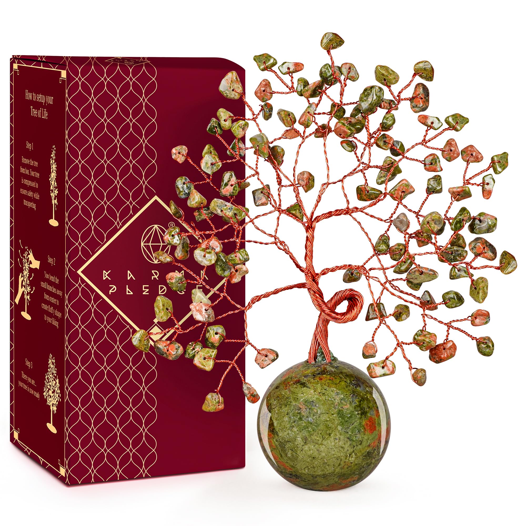 KARMAPLEDGE crystal tree of life base enhances elegant home décor and focus
