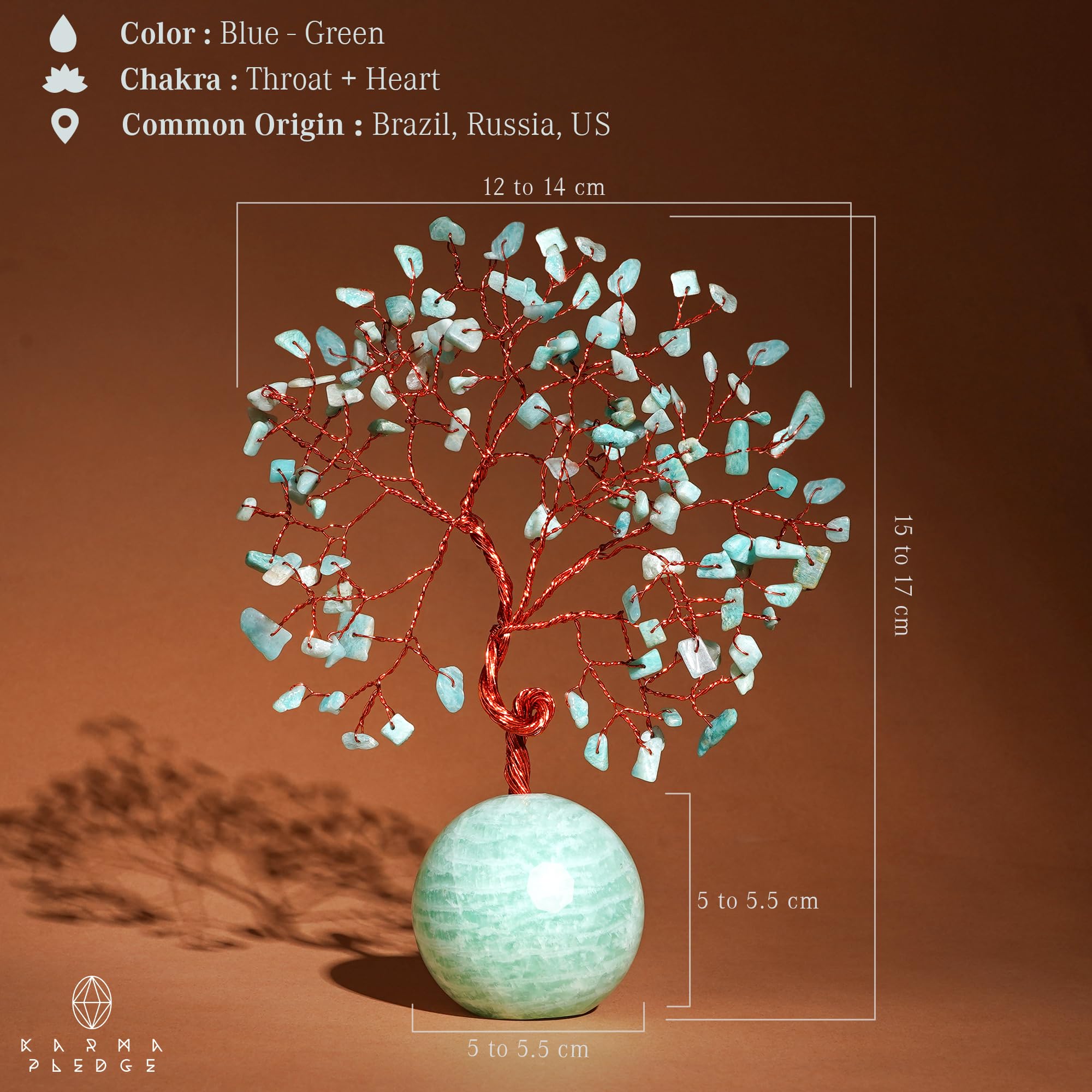 KARMAPLEDGE Crystal Tree of Life crystal-ball base showcasing natural quartz beads