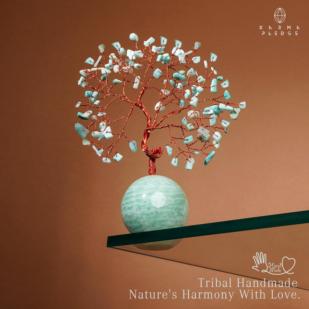 KARMAPLEDGE Crystal Tree of Life office décor enhances focus and mood